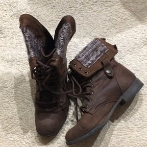 Brown fold down boots